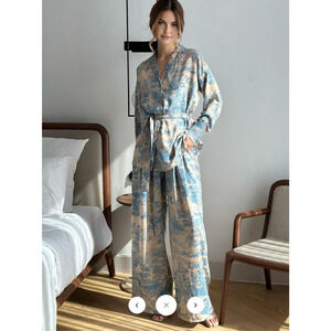 NWT- Commense Printed Tie Up Pants Set Sz M